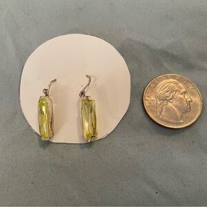 Elegant Silver Colored and Yellow Stone Earrings